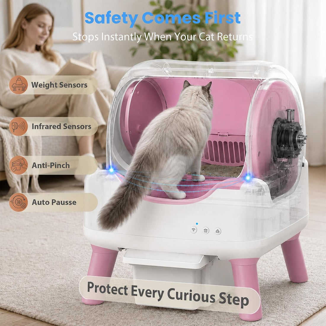 RPZ Self Cleaning Litter Box with APP, Automatic Litter Box for Cats