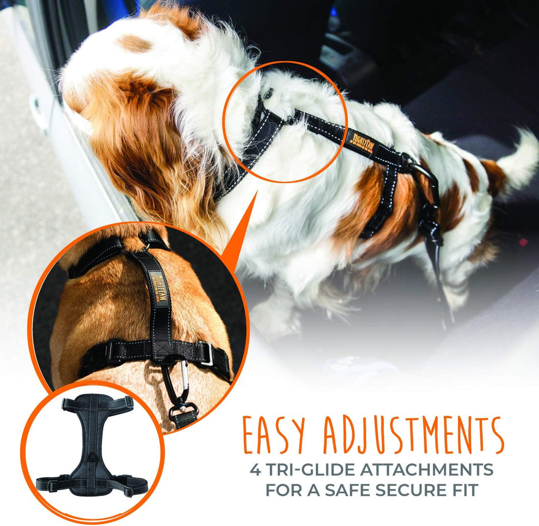 Mighty Paw Dog Car Harness - Vehicle Safety Gear - 2 Leash Attachment