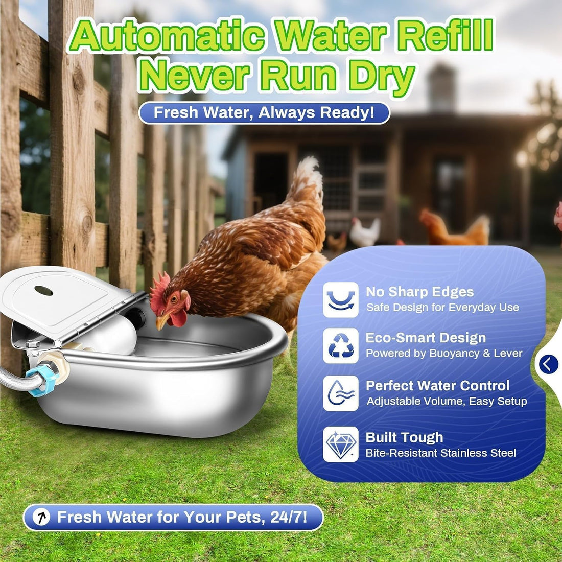 Ademon Automatic Animal Drinking Water Bowl with Float Valve