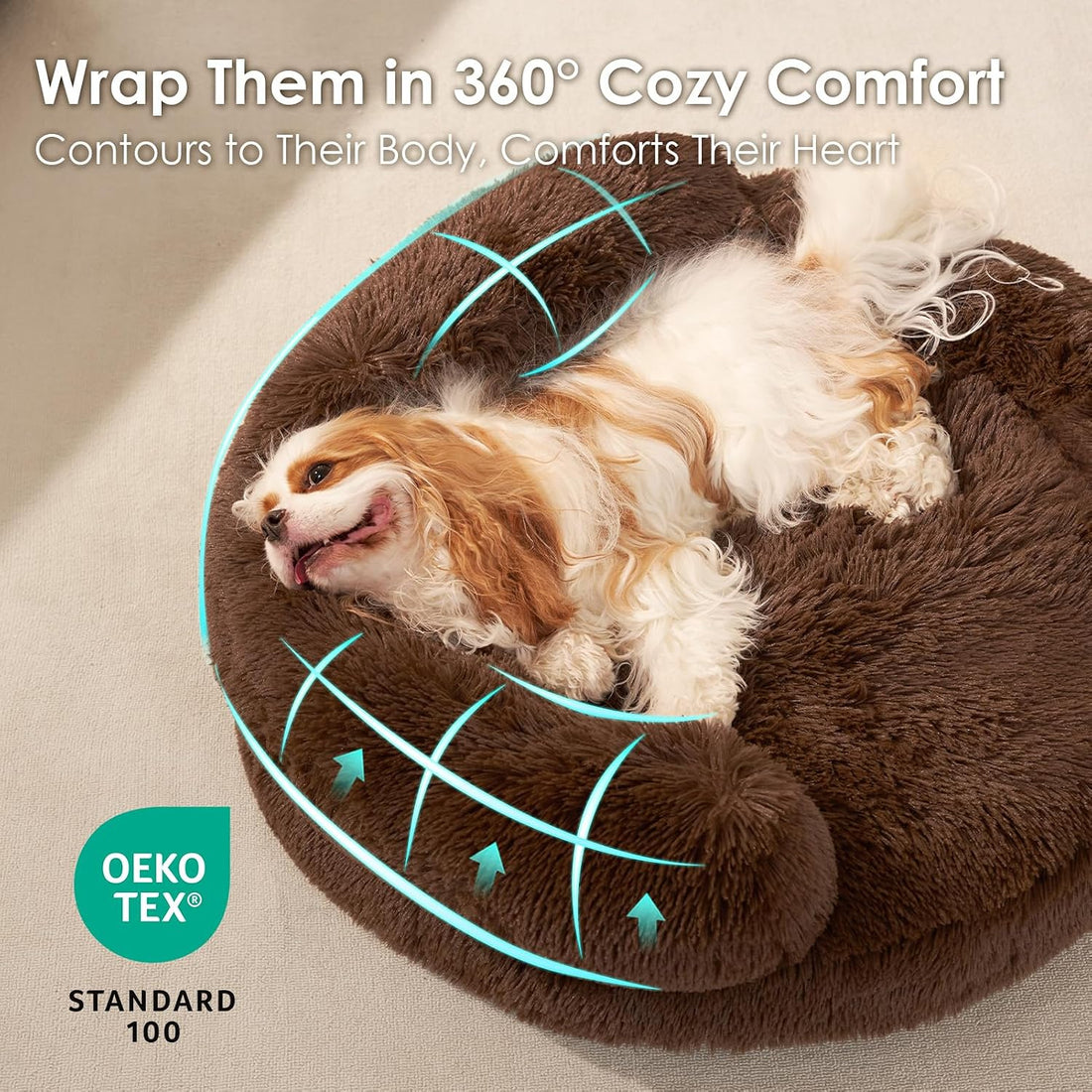 EHEYCIGA 20" Calming Donut Dog Bed for Small Dog & Cat Washable Pet