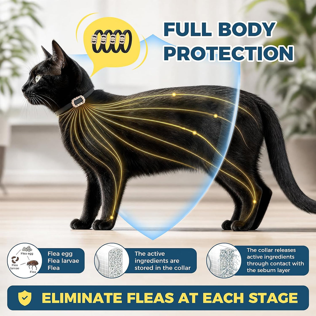 4 Pack Natural Flea Collar for Cats,32 Months Long Lasting