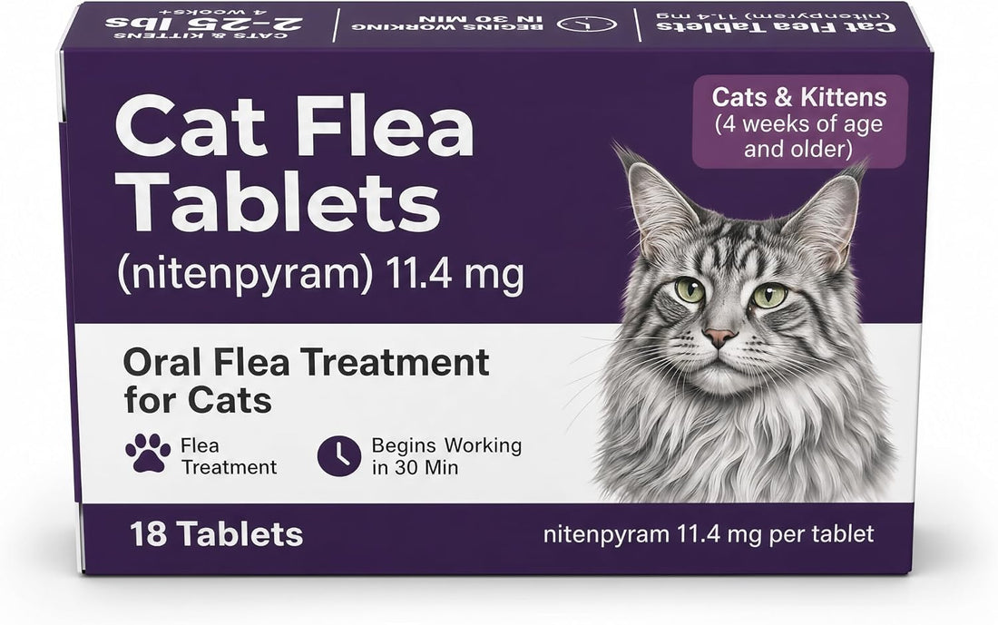 Cat Flea Treatment Tablets for Cats, Nitenpyram 11.4 mg, 18 Count