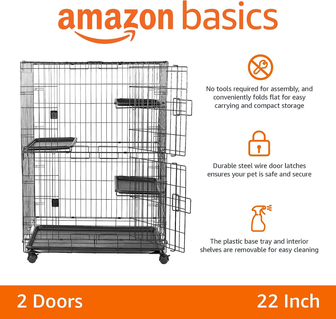 Large 3-Tier Cat Cage Playpen with Easy to Clean Removable Tray