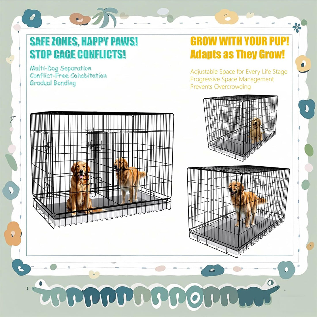 Dog Crate Divider Panel 2-Pack, 20.47" H x 15.74-29.13" W