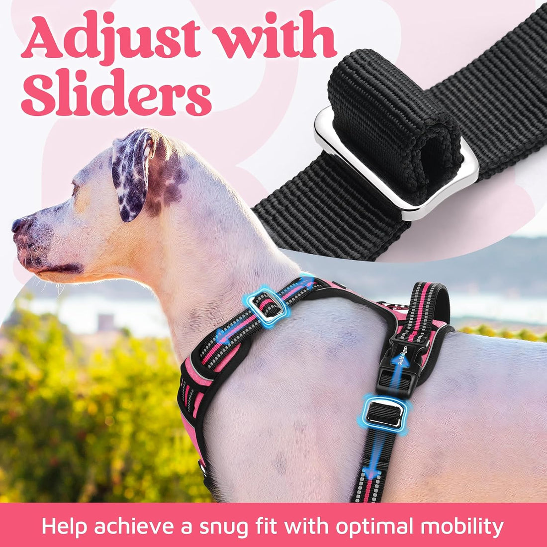 rabbitgoo Dog Harness for Large Dogs, No Pull Pet Vest with 3 Buckles