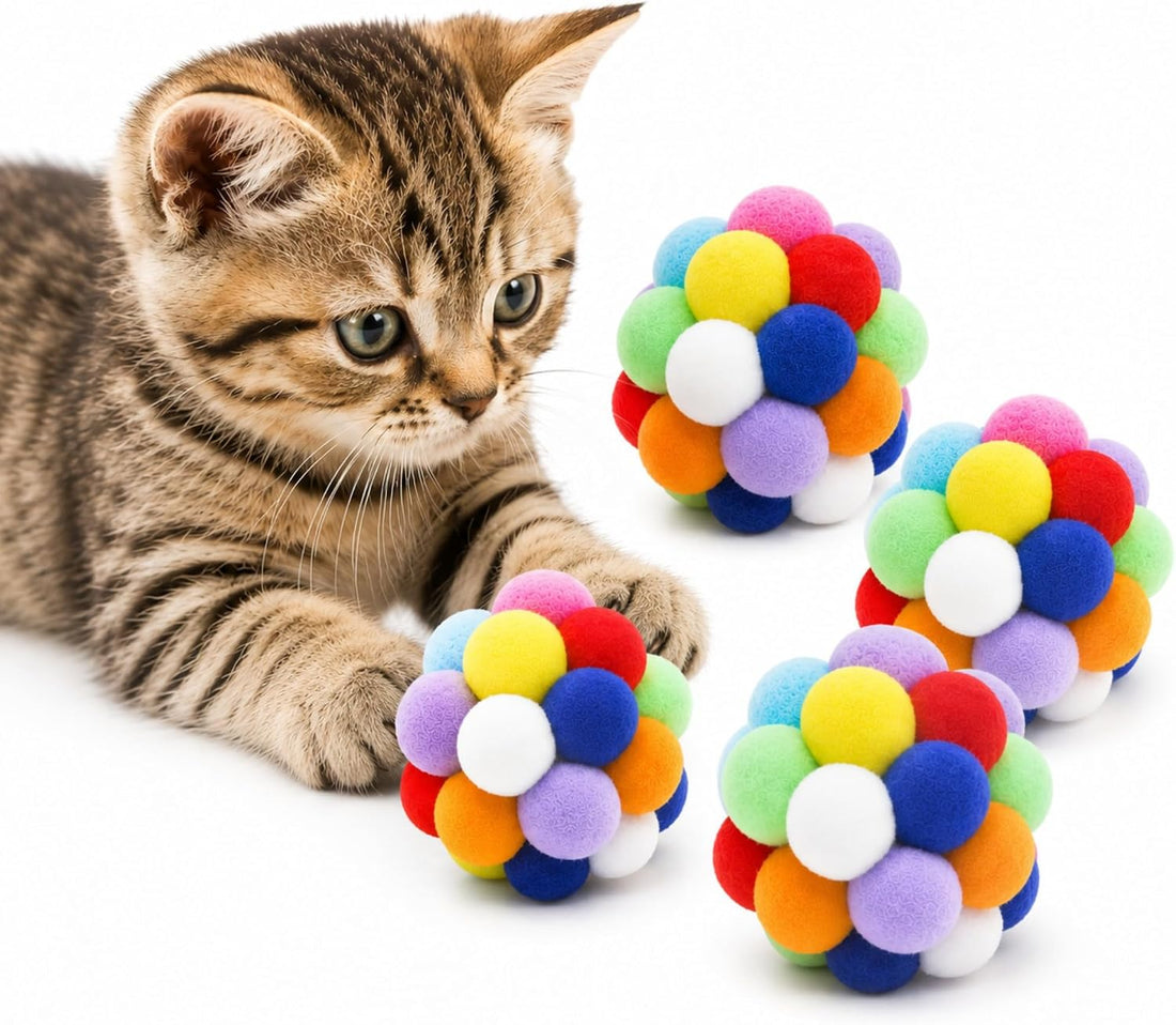 Cat Toys 4PCS Soft Plush Balls 2.36" for Kittens & Indoor Cats