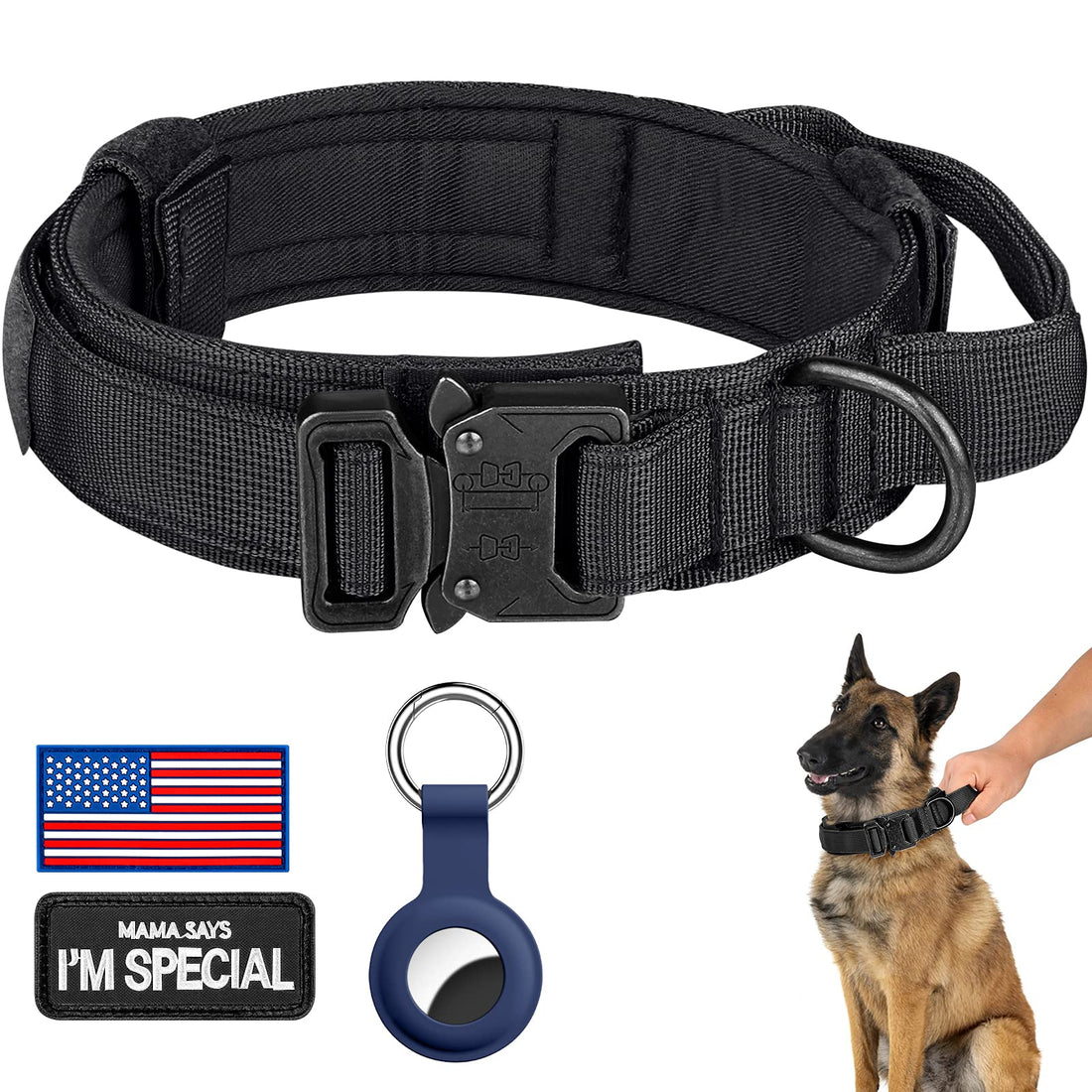 DAGANXI Tactical Dog Collar, Adjustable Military Training Nylon Dog