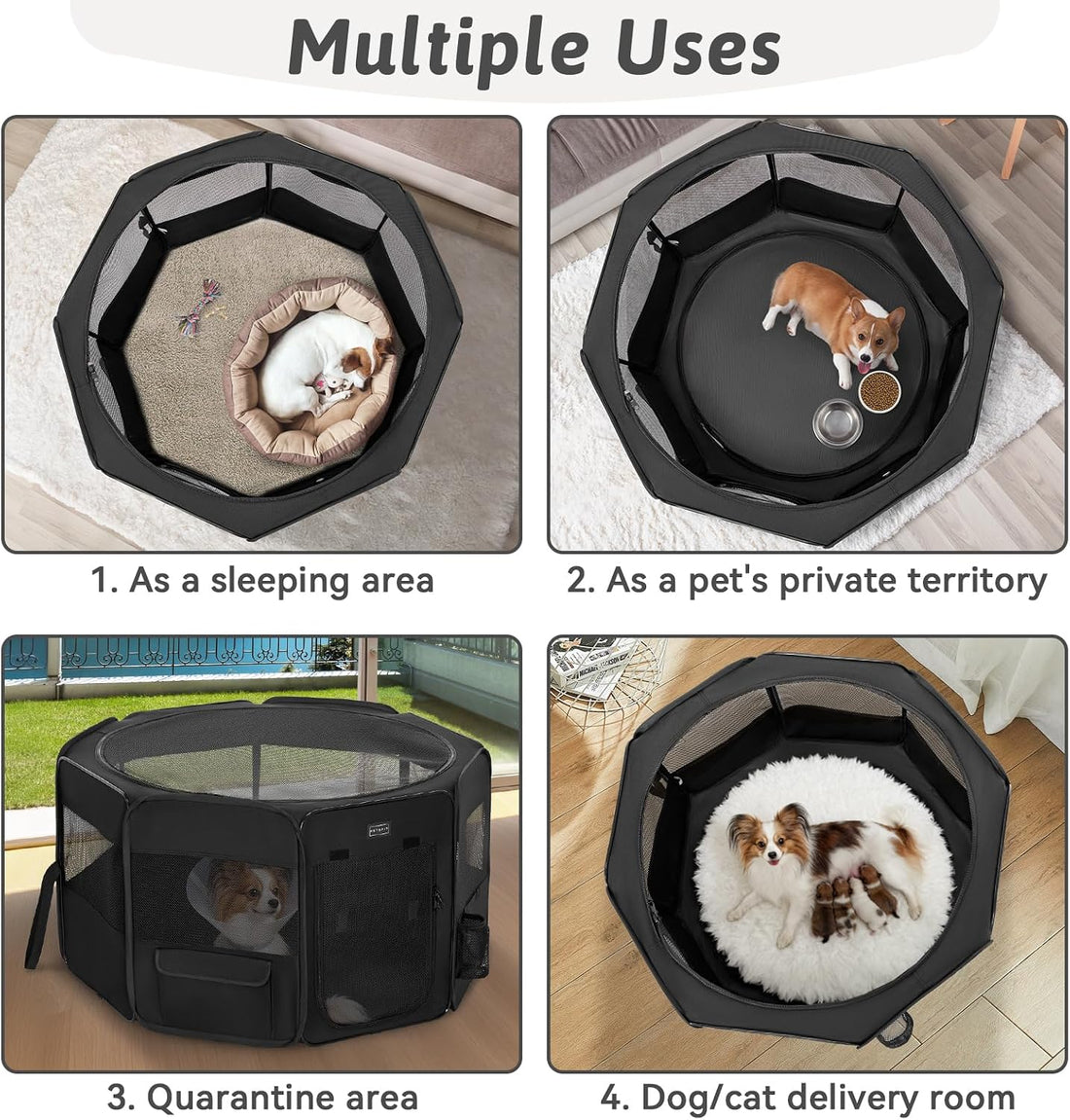 PETSFIT Portable Dog Playpen 36", Removable Waterproof Mat