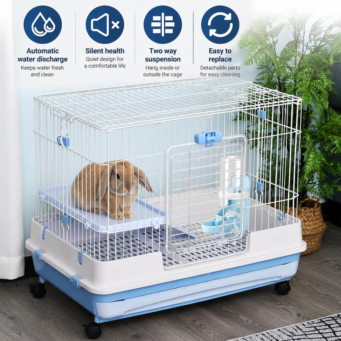 Rypet Rabbit Water Bottle No-Drip, Bunny Guinea Pig Water Dispenser