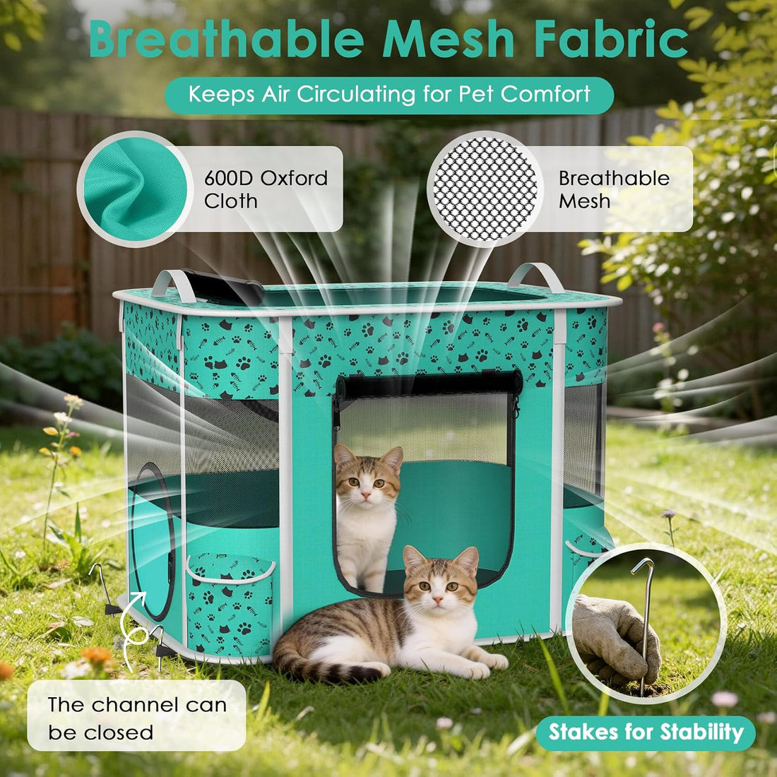 Petimber Portable Cat Playpen with Litter Box