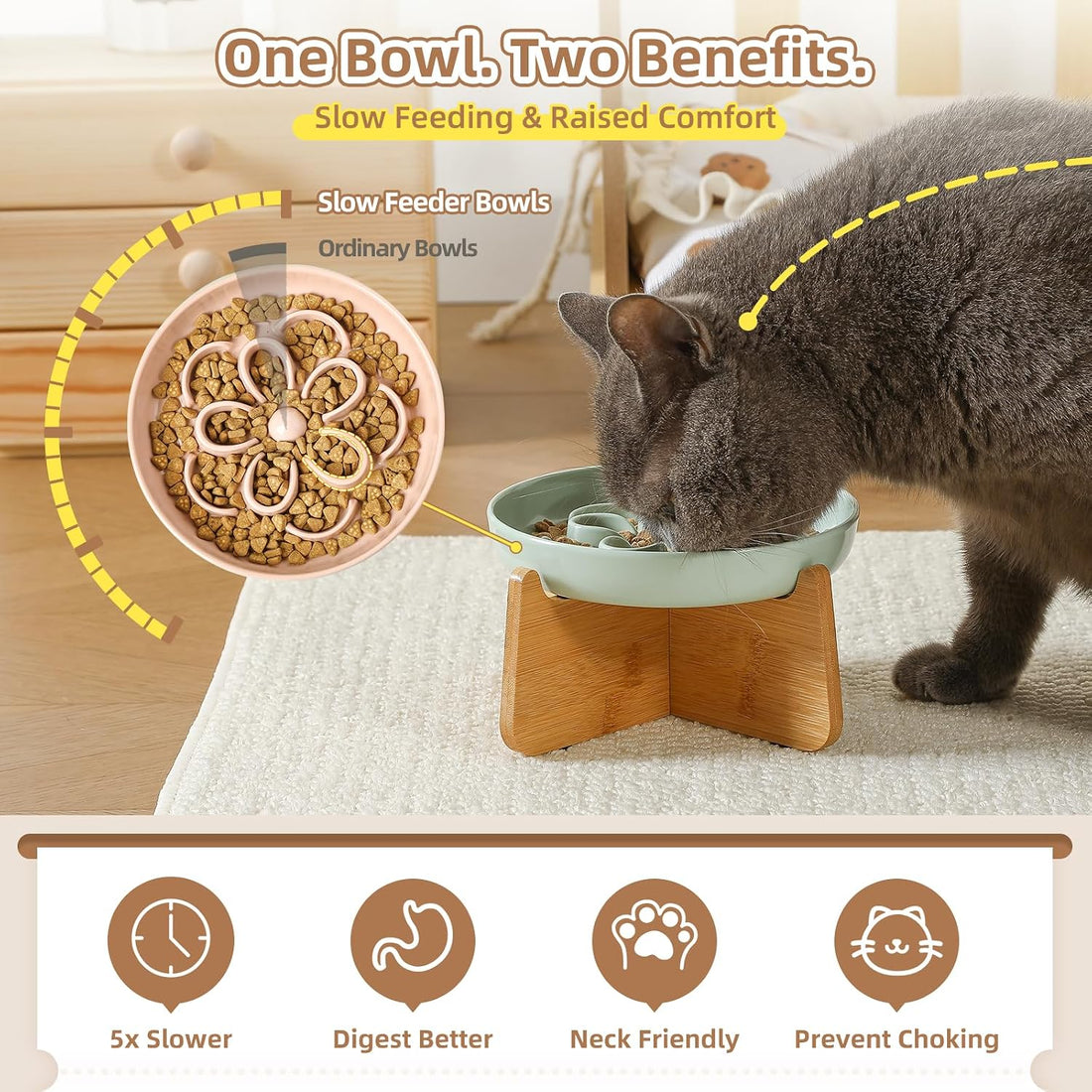 Elevated Slow Feeder Cat Bowl