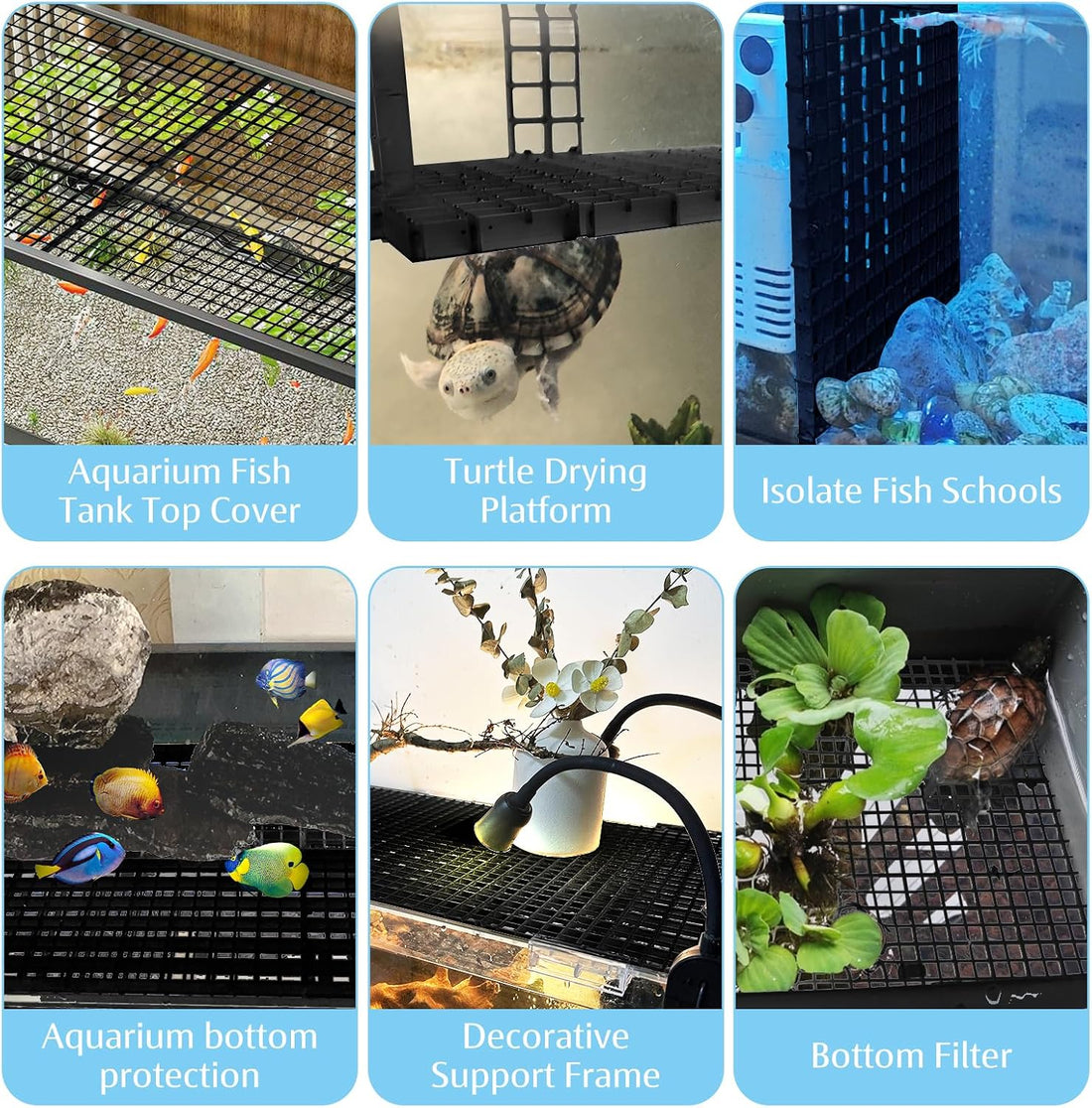 Hamiledyi Plastic Aquarium Divider with Clips Grid Panel Aquarium Lid