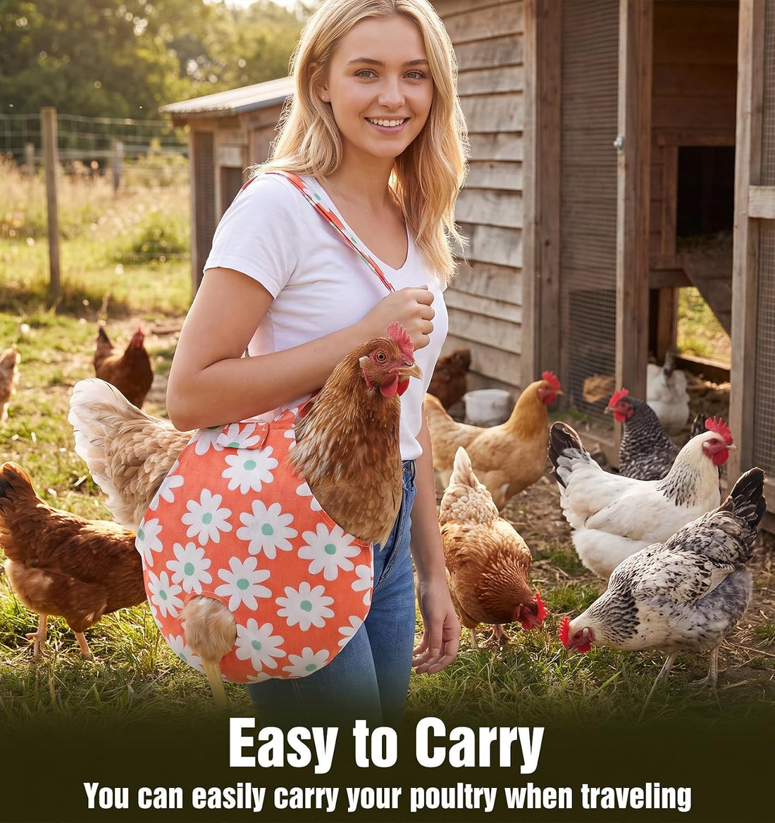Chicken Purse, Canvas Chicken Carrier Bag (Orange)