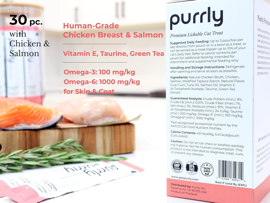 Purrly Hydrating Wet Cat Treat Snack Topper Creamy Purée Human-Grade