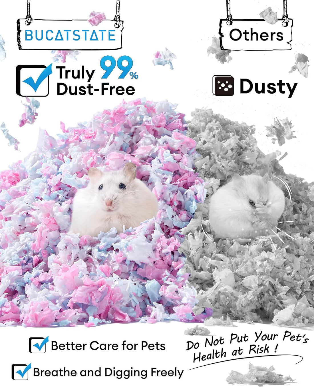 BUCATSTATE Hamster Bedding 15L, 99% Dust-Free Paper Bedding