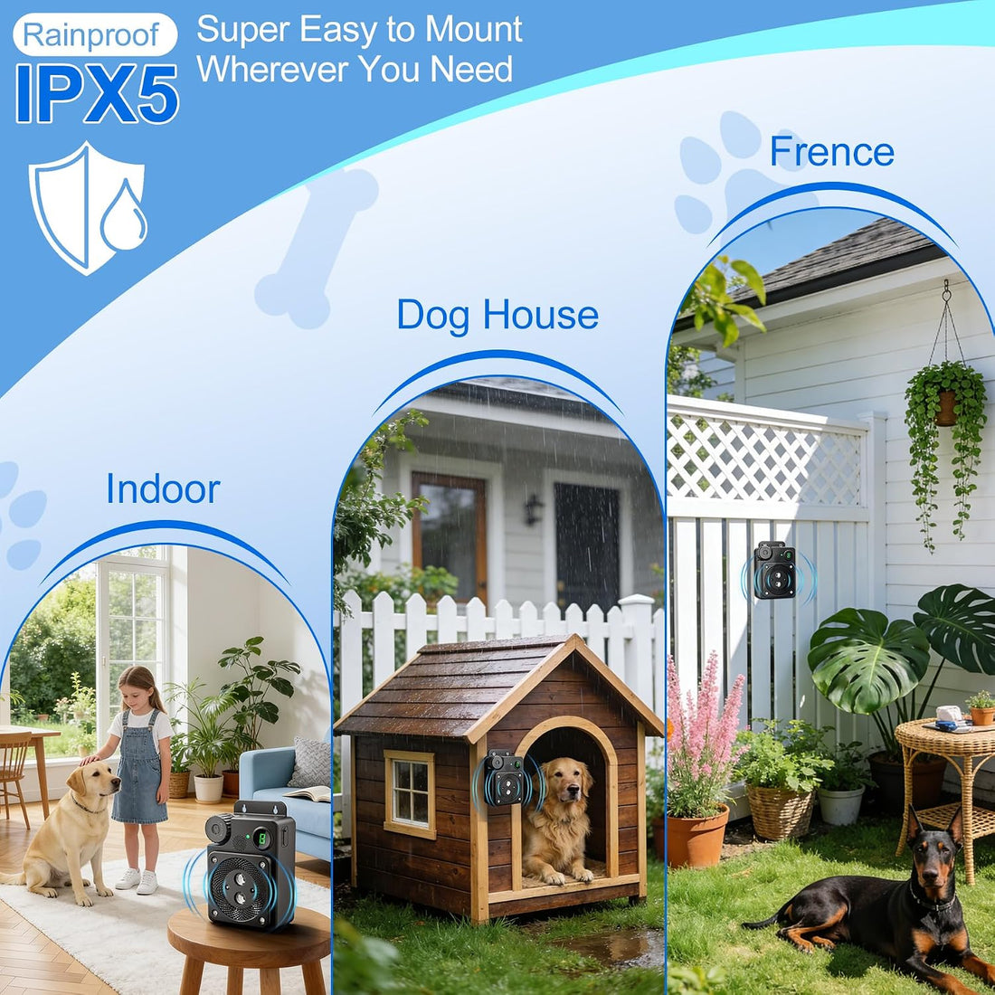 Anti Barking Device for Dogs, Dog Bark Deterrent Devices, 3 Modes