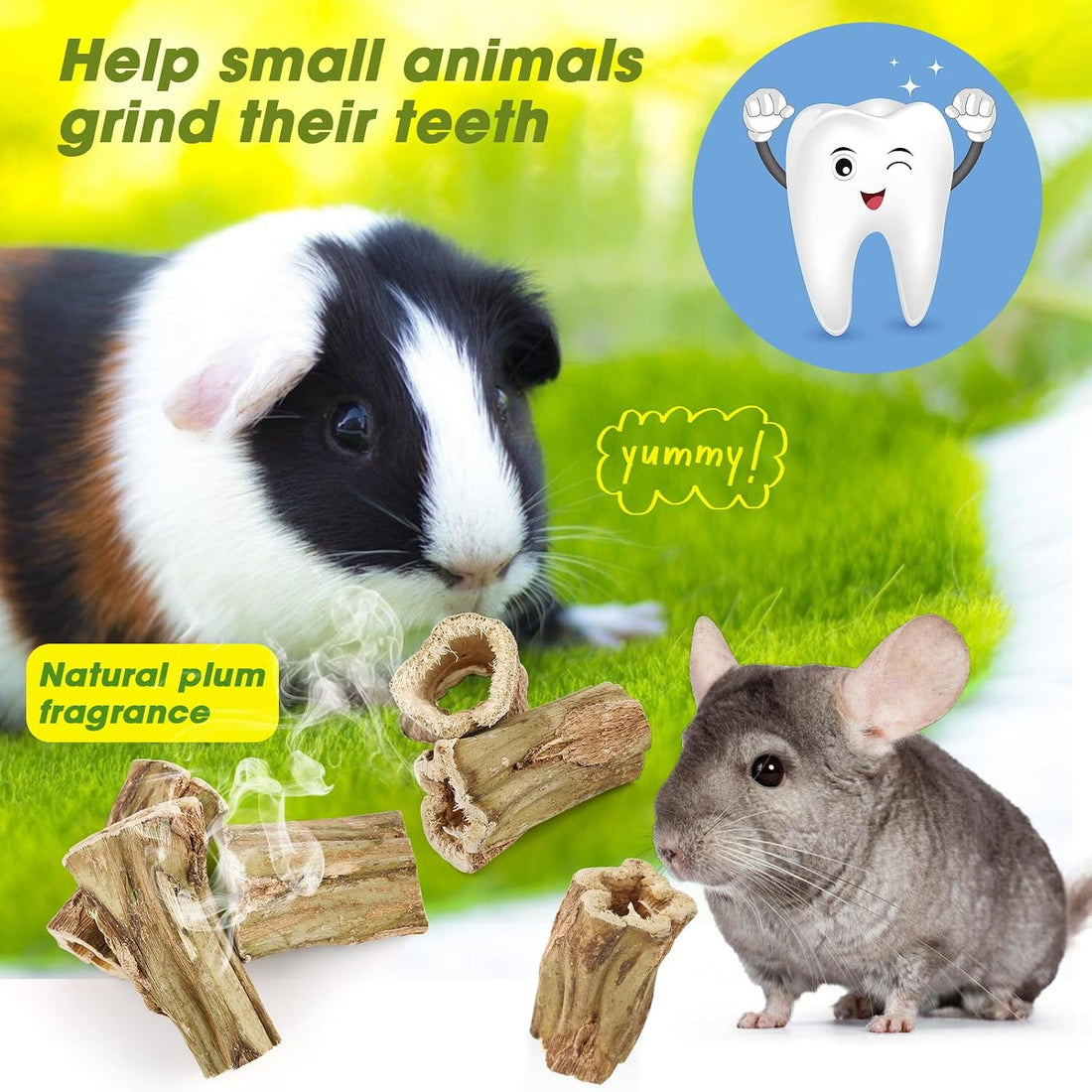 Abizoo Natural Bunny Chew Toys,6 Pcs Organic Papaya Wood Sticks Chew