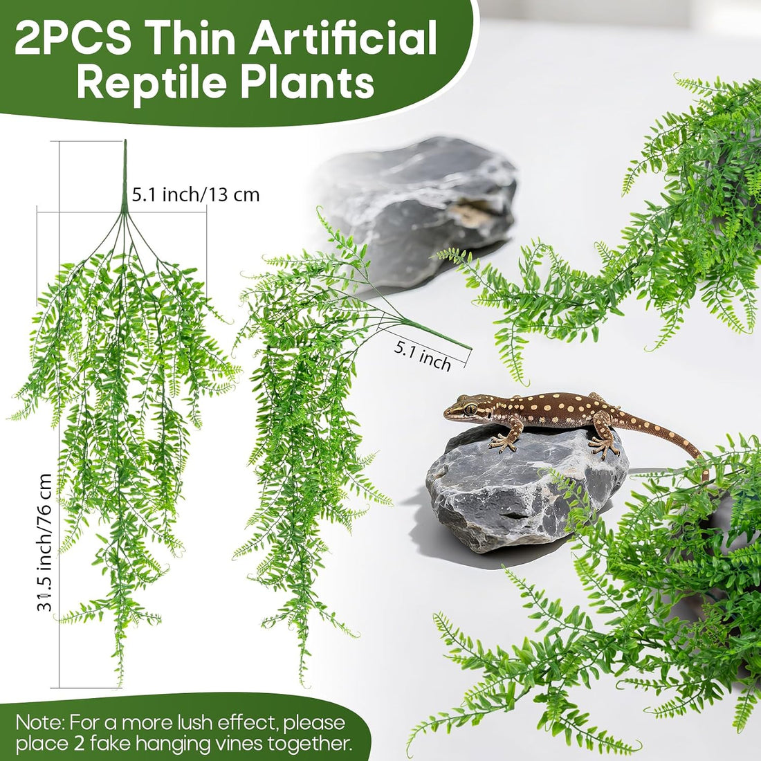 RAINFLOW 2PCS Fake Hanging Plants - Artificial Reptile Habitat Vines