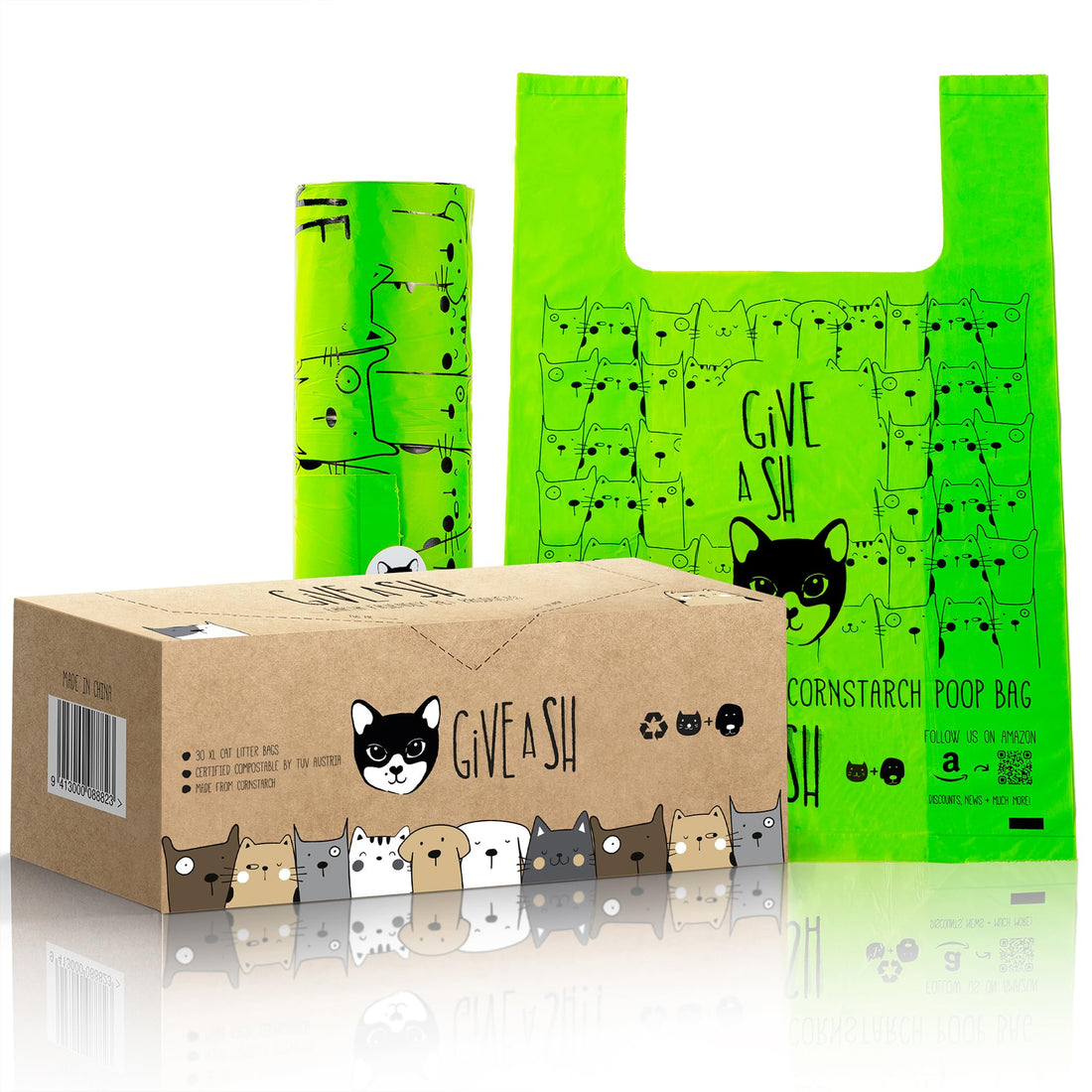 Certified Home Compostable Cat Litter Bags For Poop - 10% to Charity
