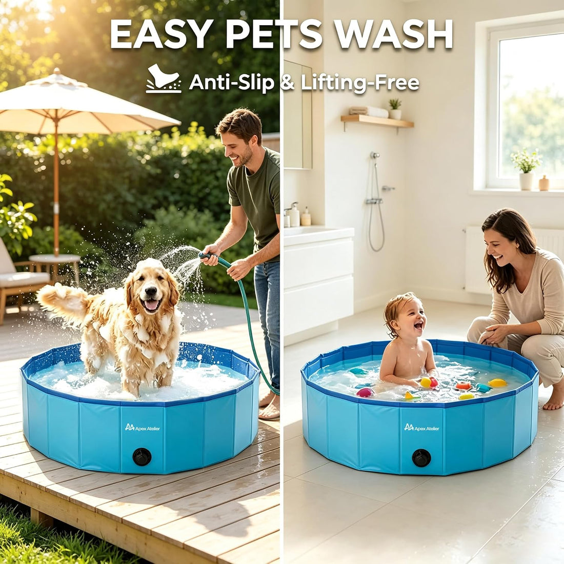 Foldable Dog Pool, Collapsible Dog Swimming Pool 32''