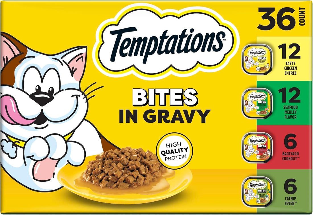 Temptations Bites in Gravy Wet Cat Food, Variety Pack, 3.5 oz