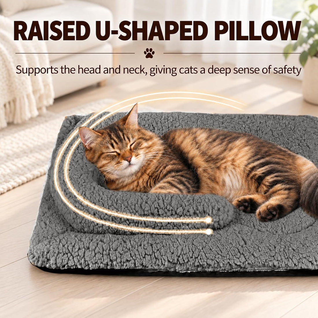 TailTastic Self Warming Cat Bed with U-Shaped Pillow for Warmth