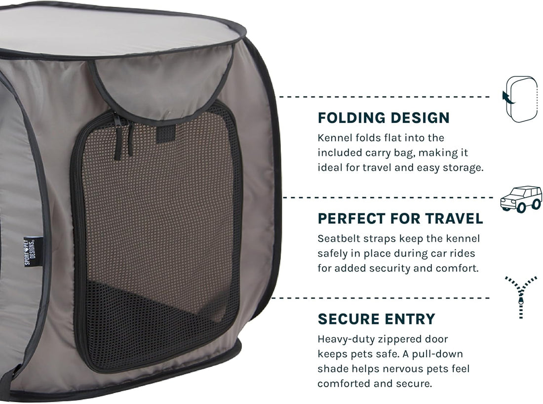 SportPet Designs Large Pop Open Kennel, Portable Cat Cage Kennel