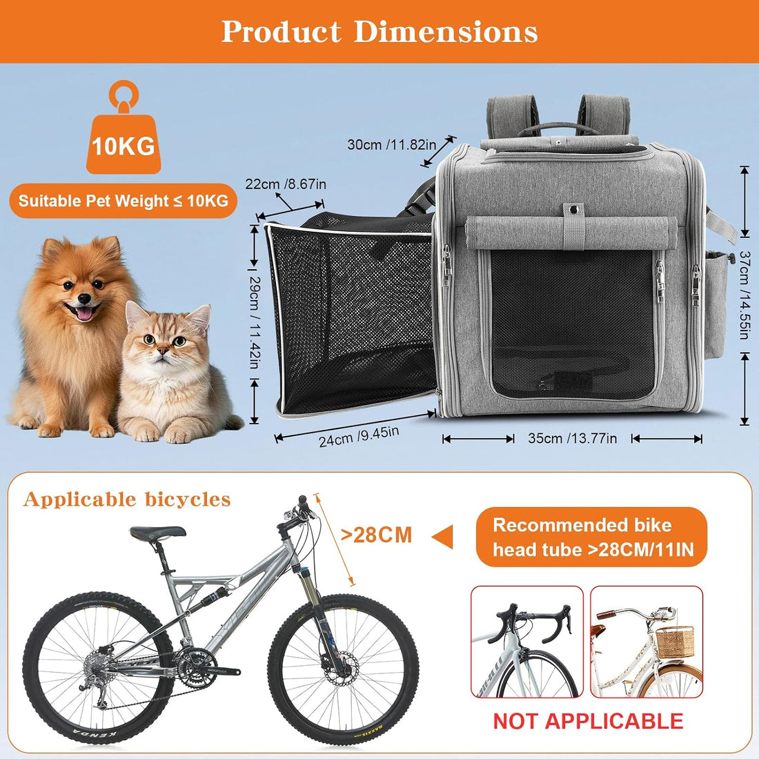 Xixter Dog Basket for Bike, Suitable for Small & Medium Pet Up to 10
