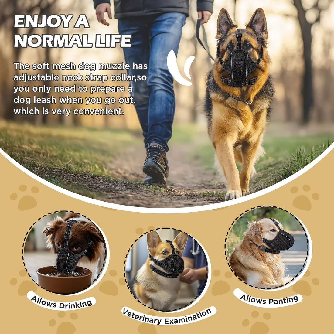 BONTHEE Dog Muzzle,Soft Nylon Muzzles Anti Biting Barking