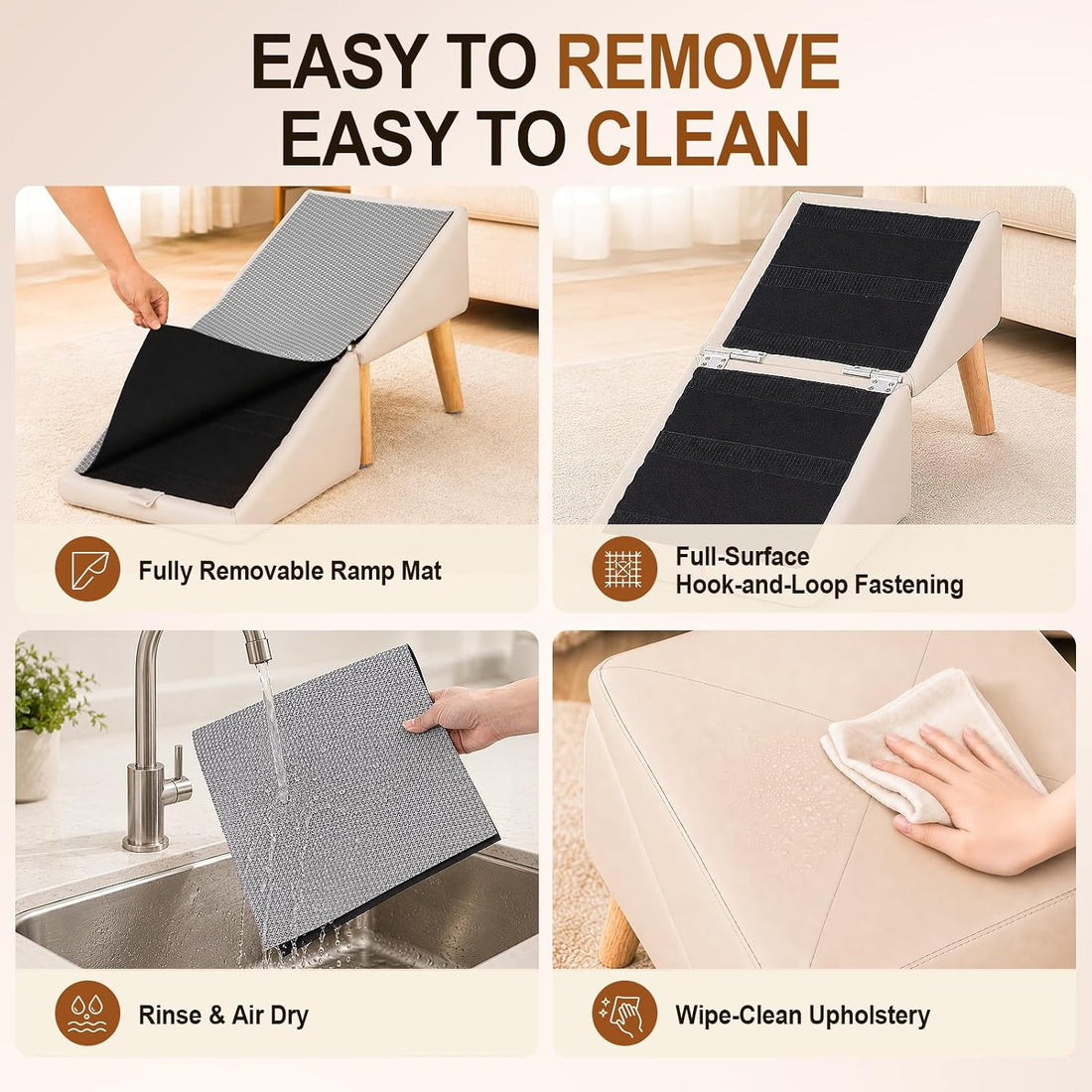 Dog Ramp for Couch and Bed, 16" High Foldable 2-in-1 Dog Ramp Ottoman