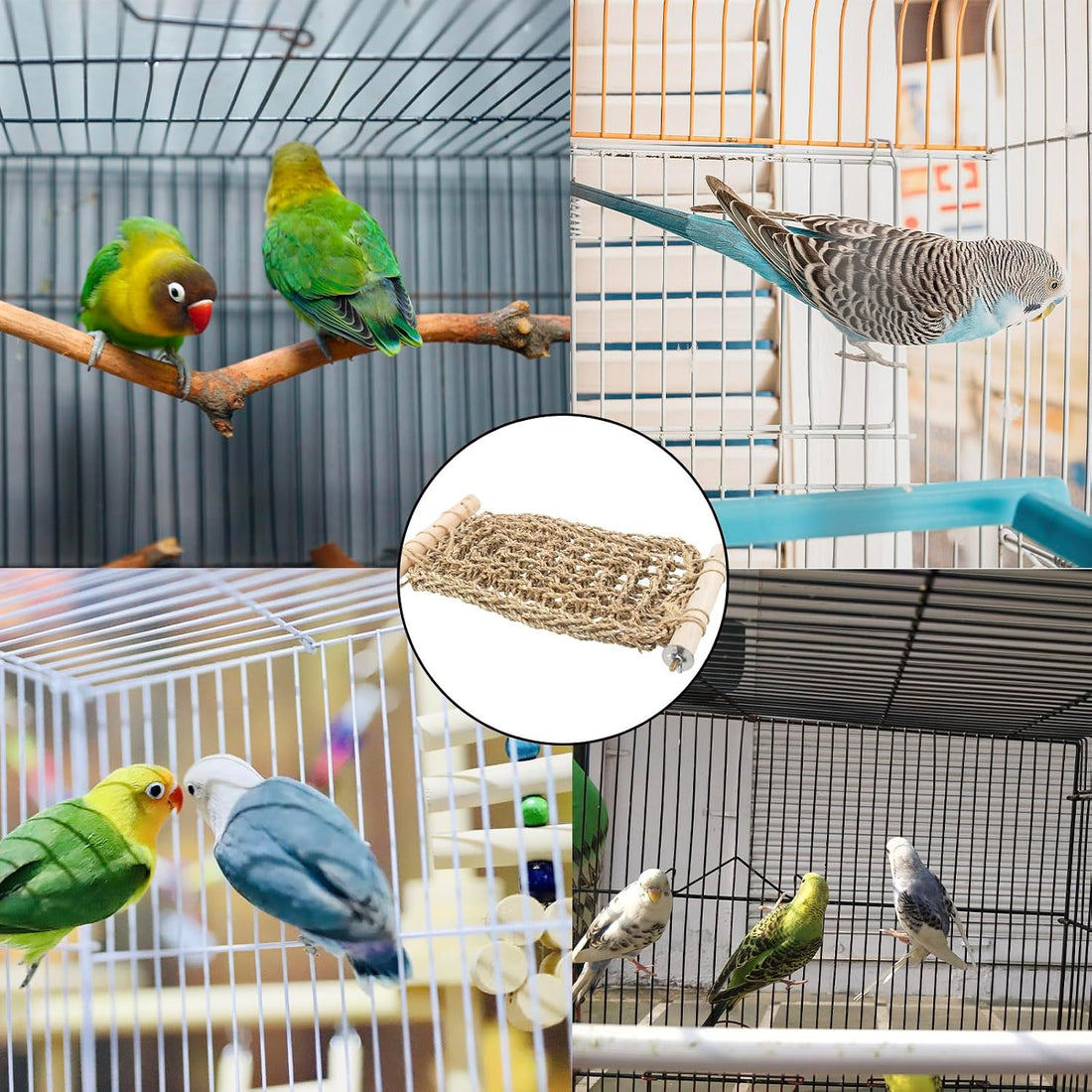 Bird Cage Accessories Seagrass Mat Climbing Ladder with Perch 13x7