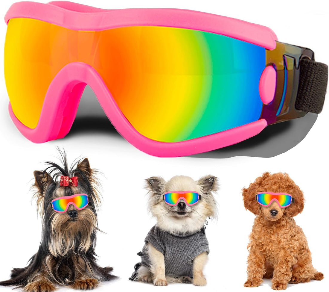 Small Dog Sunglasses with Adjustable Strap UV Protection