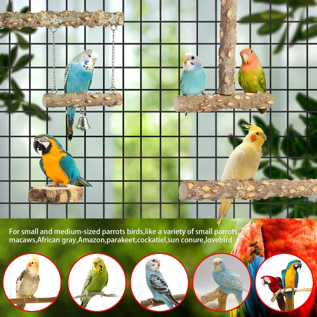 Bird Perches,4pcs Natural Wood Birds Stand Branch