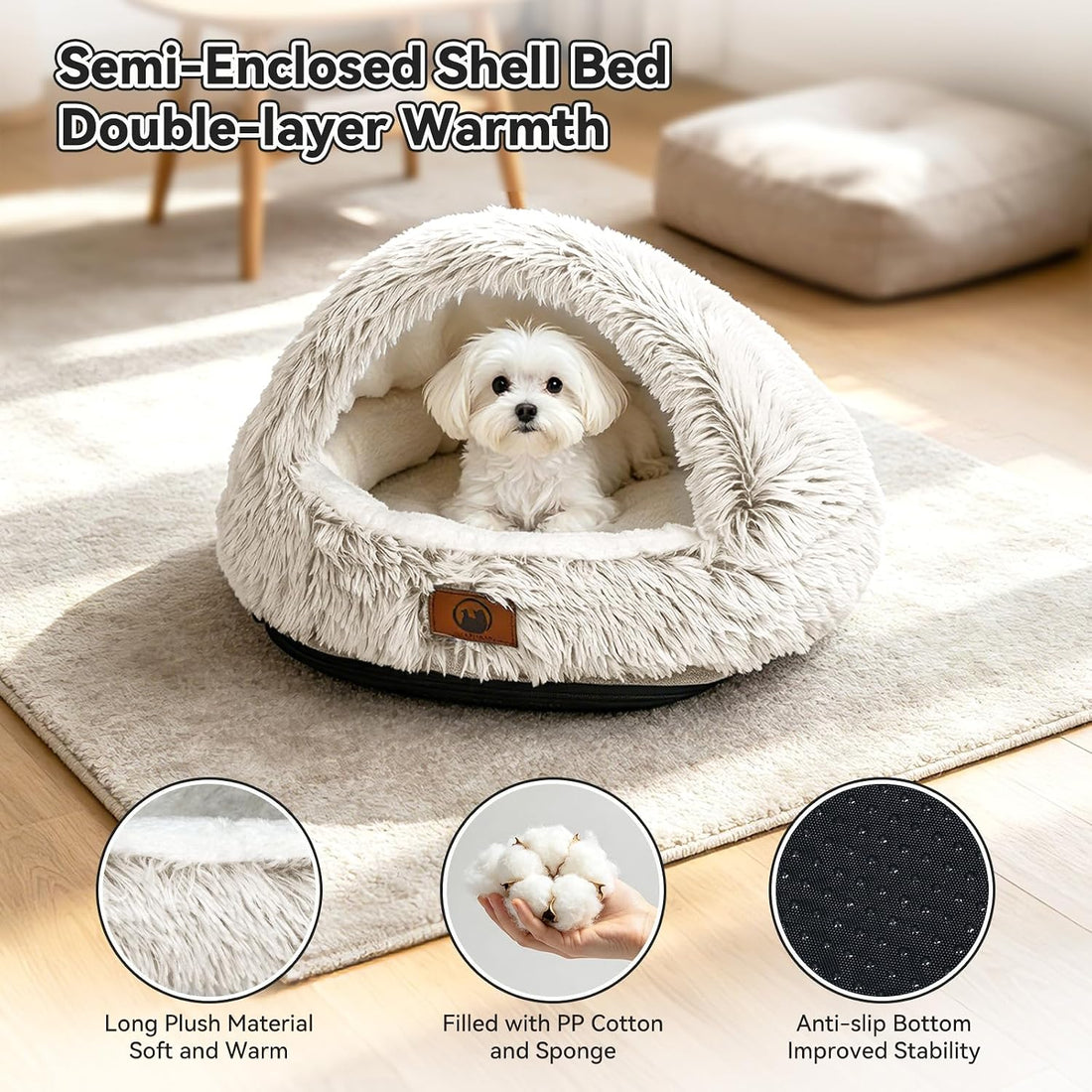 YooxArmor Round Covered Cat Bed Cave Dog Bed for Small Medium