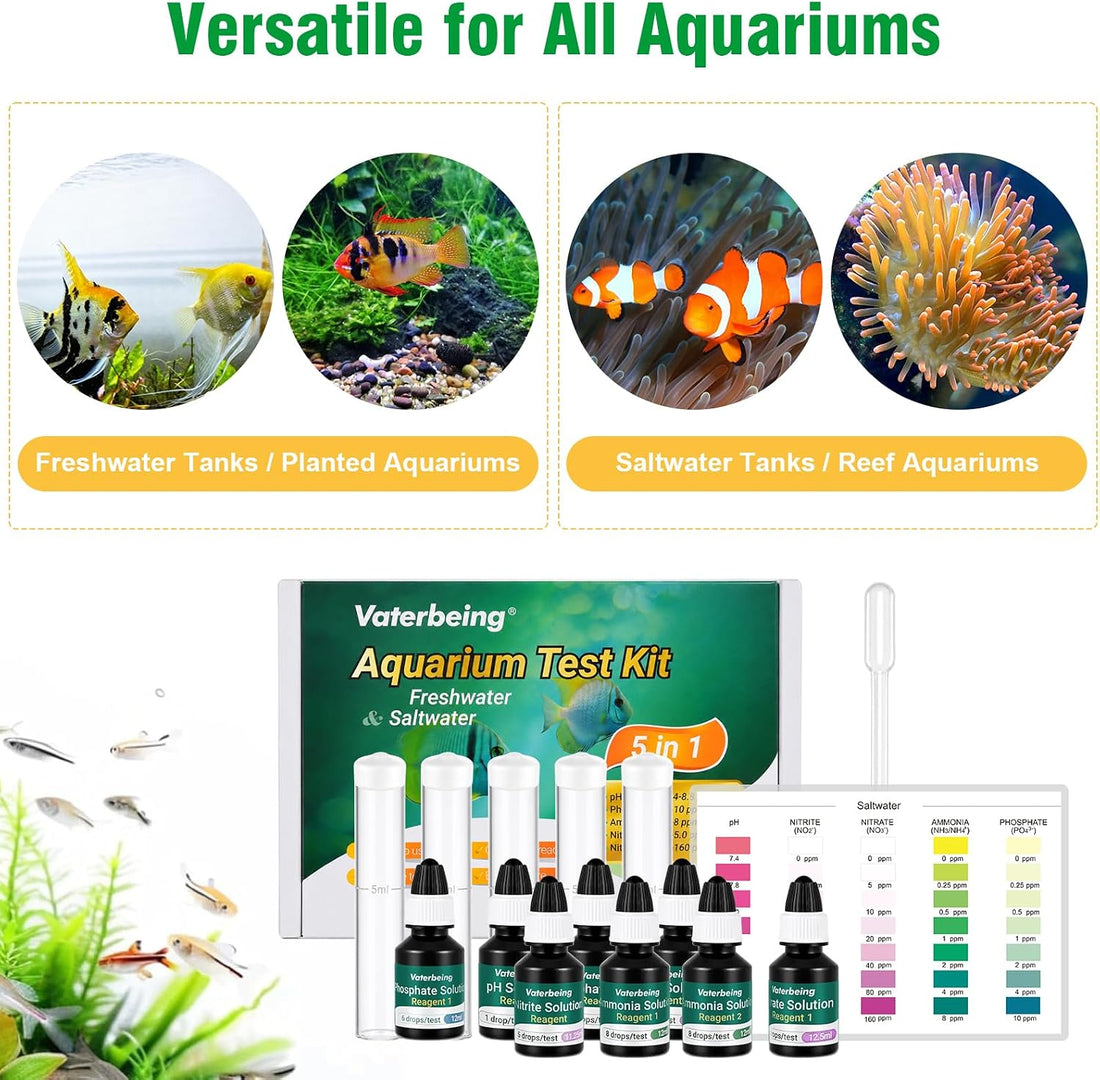 5 in 1 Aquarium Water Master Test Kit, Fish Tank Testing Kit