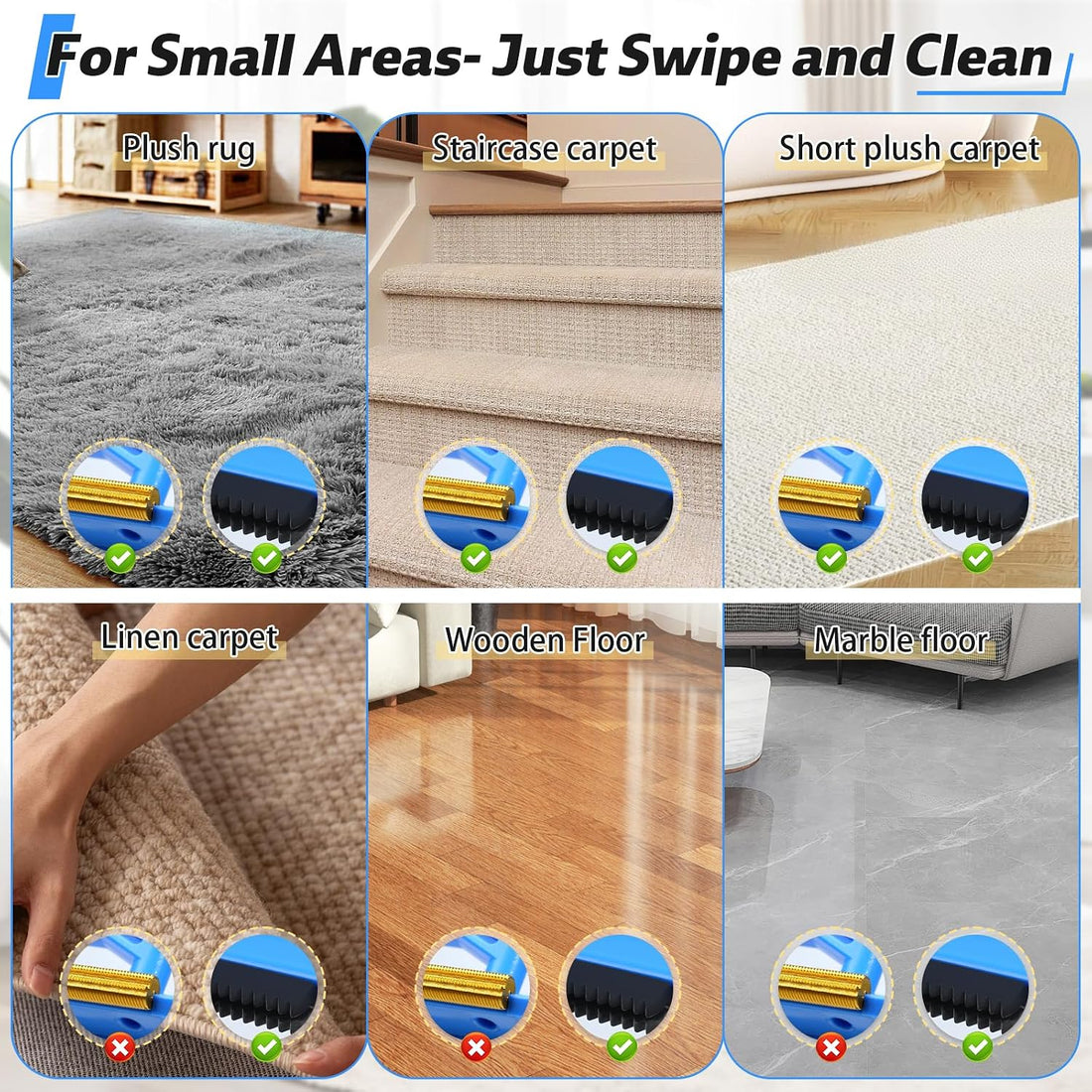 BUVE 2 in 1 Carpet Rake for Pet Hair Removal Tool