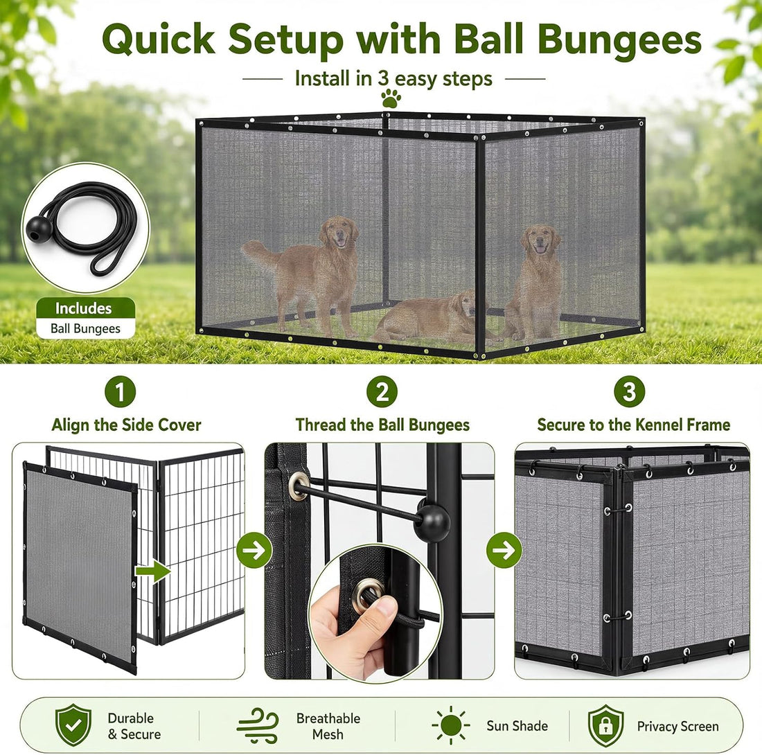Outdoor Dog Kennel Side Shade Screen Only, Fits 8' x 4' x 6' Cage