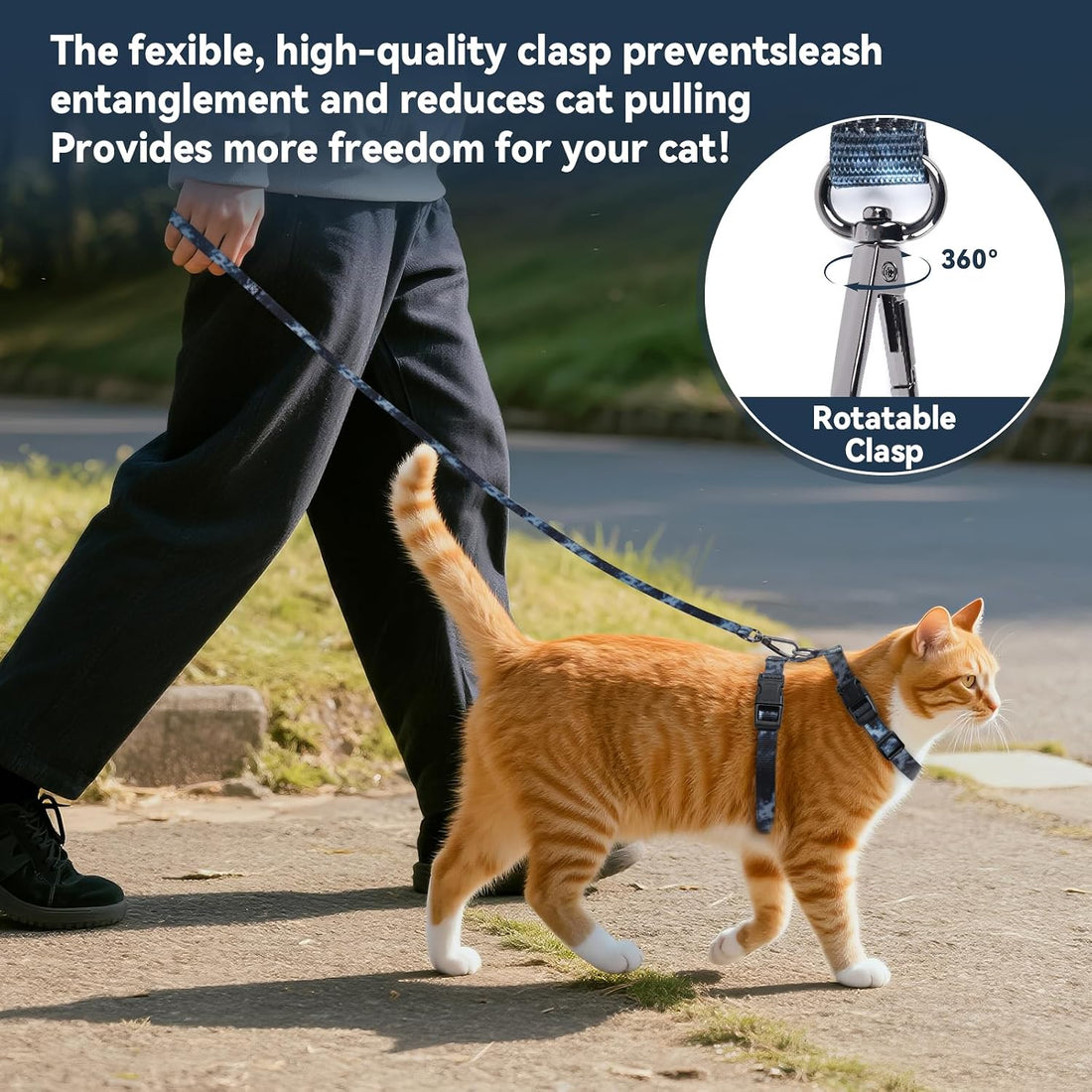 Cat Harness and Leash Set, 3-in-1 Escape Proof Adjustable