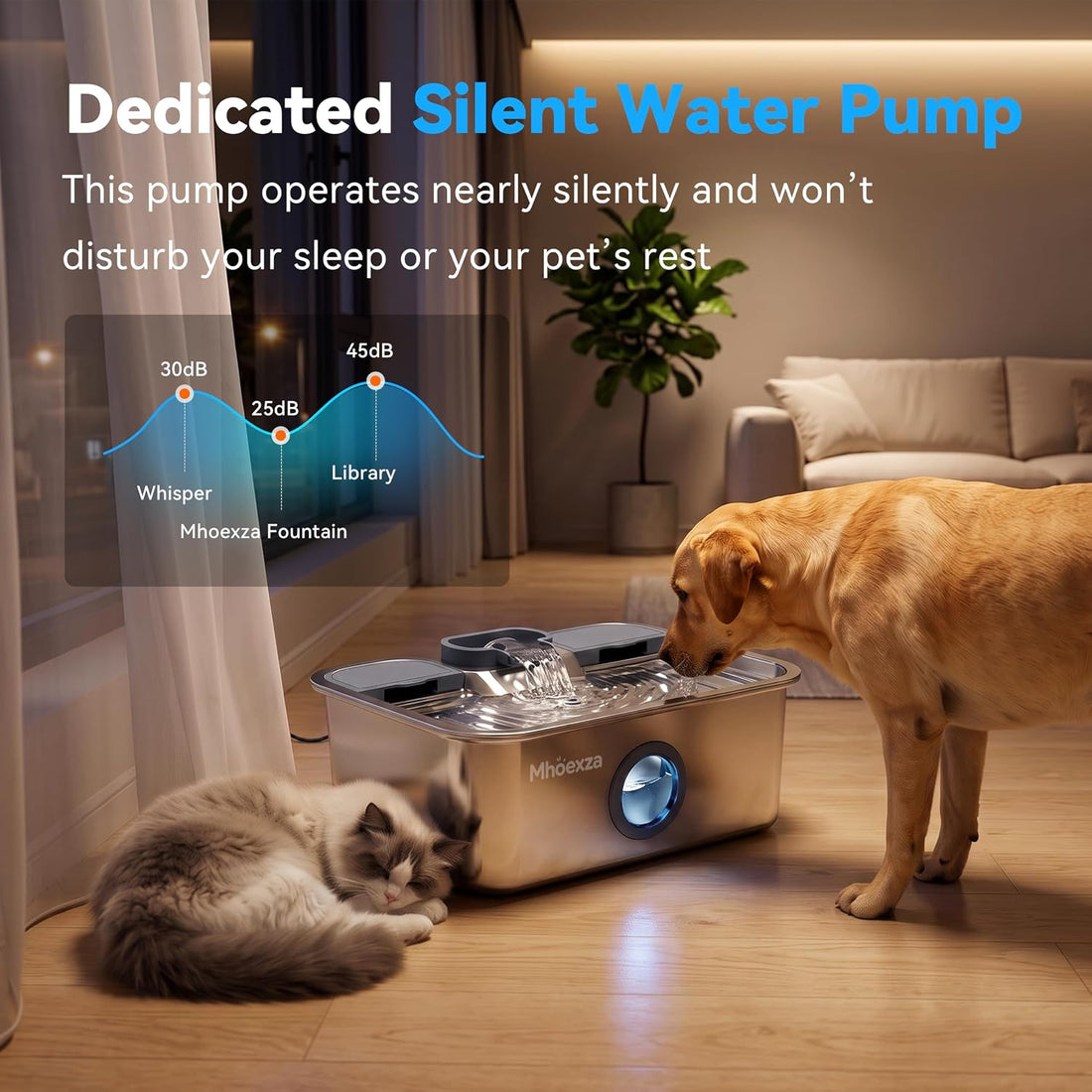 16L/541oz Stainless Dog Water Fountain with Dual‑Set Multi‑Layer