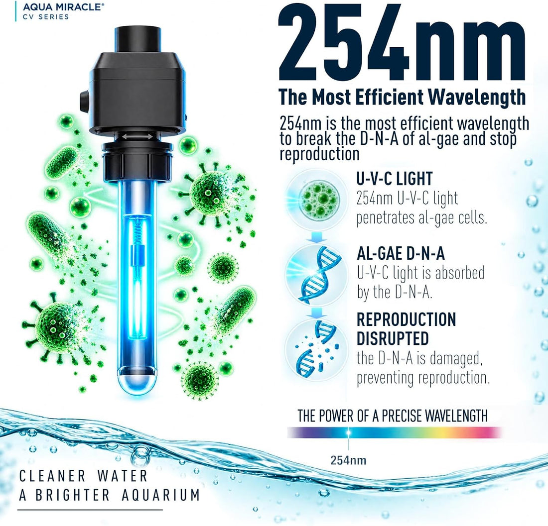 AquaMiracle 8W In-line U - V Clarifier for Aquarium Green & Cloudy