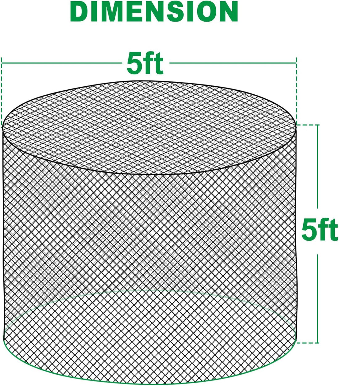 TONGMO 5x5 ft Round Bale Hay Net for Horses & Livestock