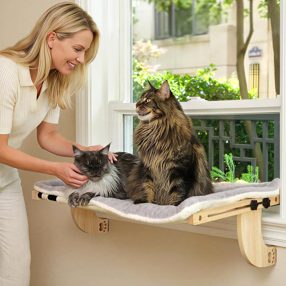 Oversized Adjustable Cat Window Perch for Double Hung Window