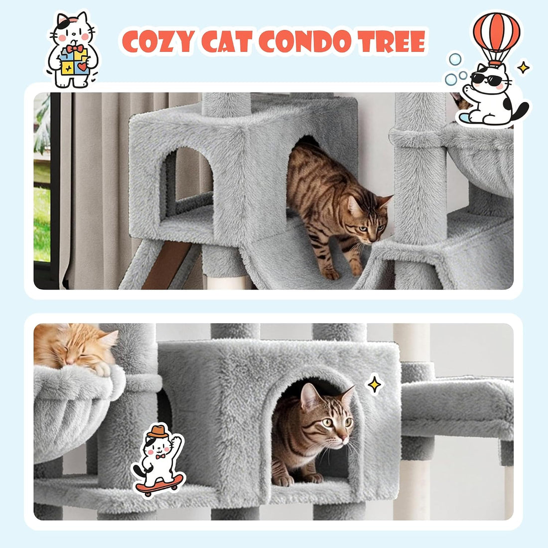 SHA CERLIN 83 in Cat Tree Tower for Indoor Adult Felines