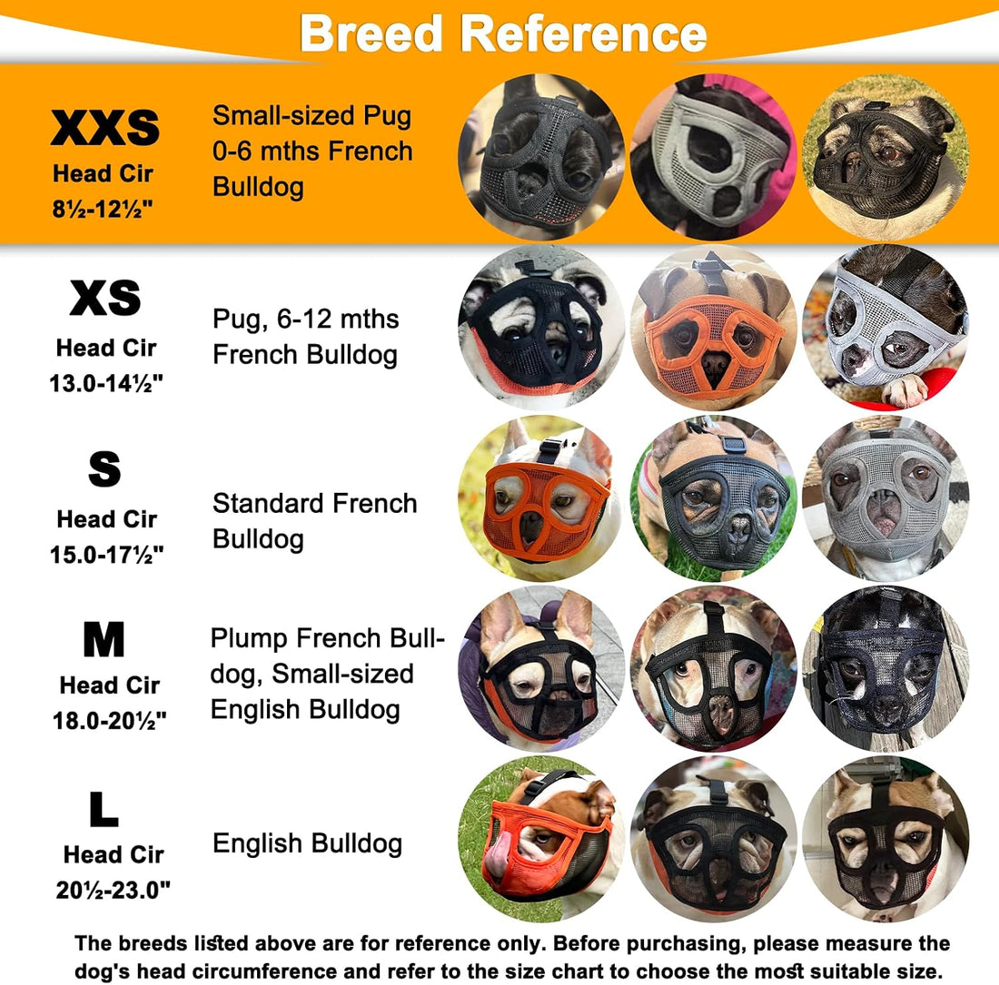 BARKLESS Short Snout Muzzle for French Bulldog, Shih Tzu