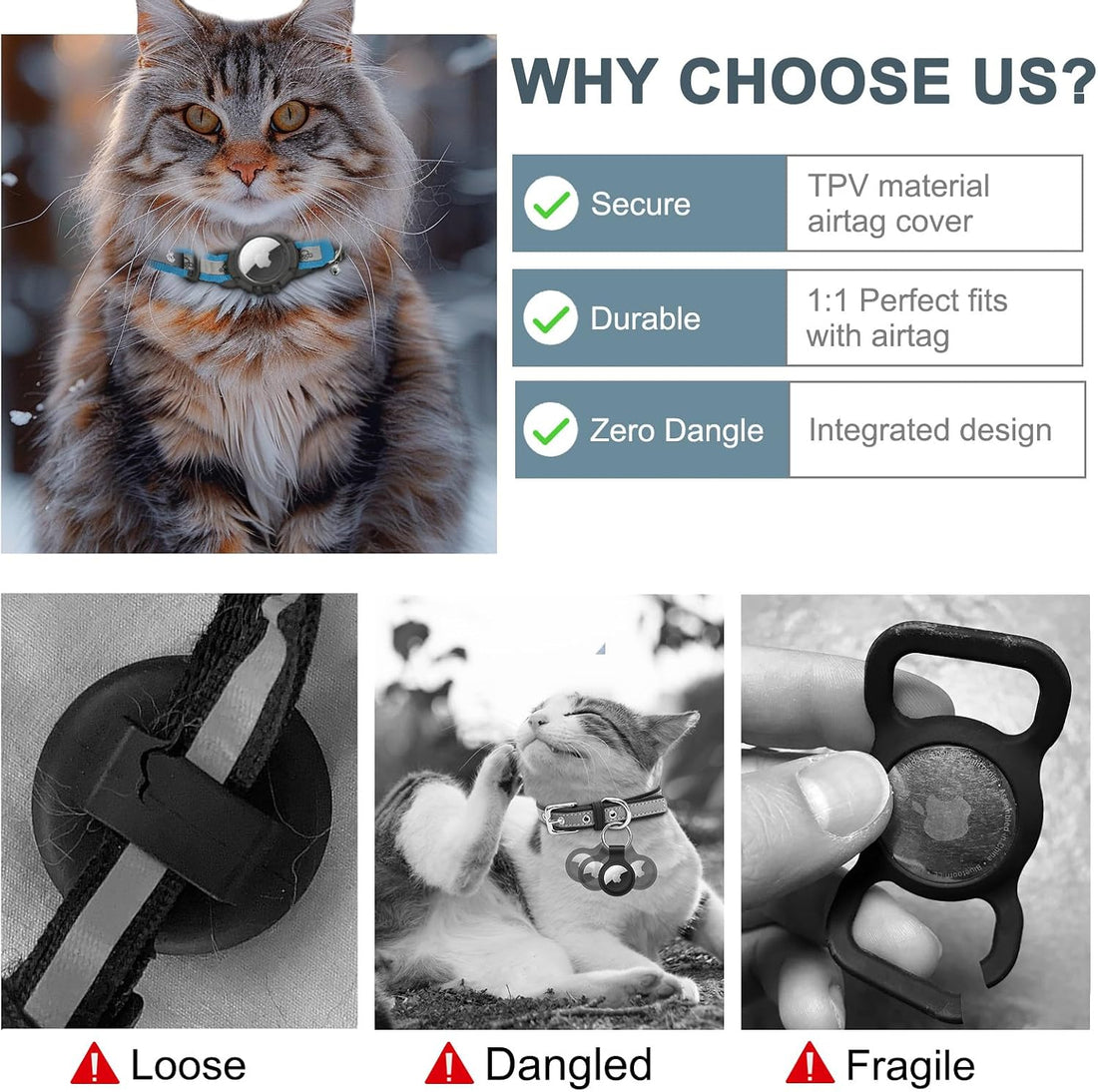 Reflective AirTag Cat Collar