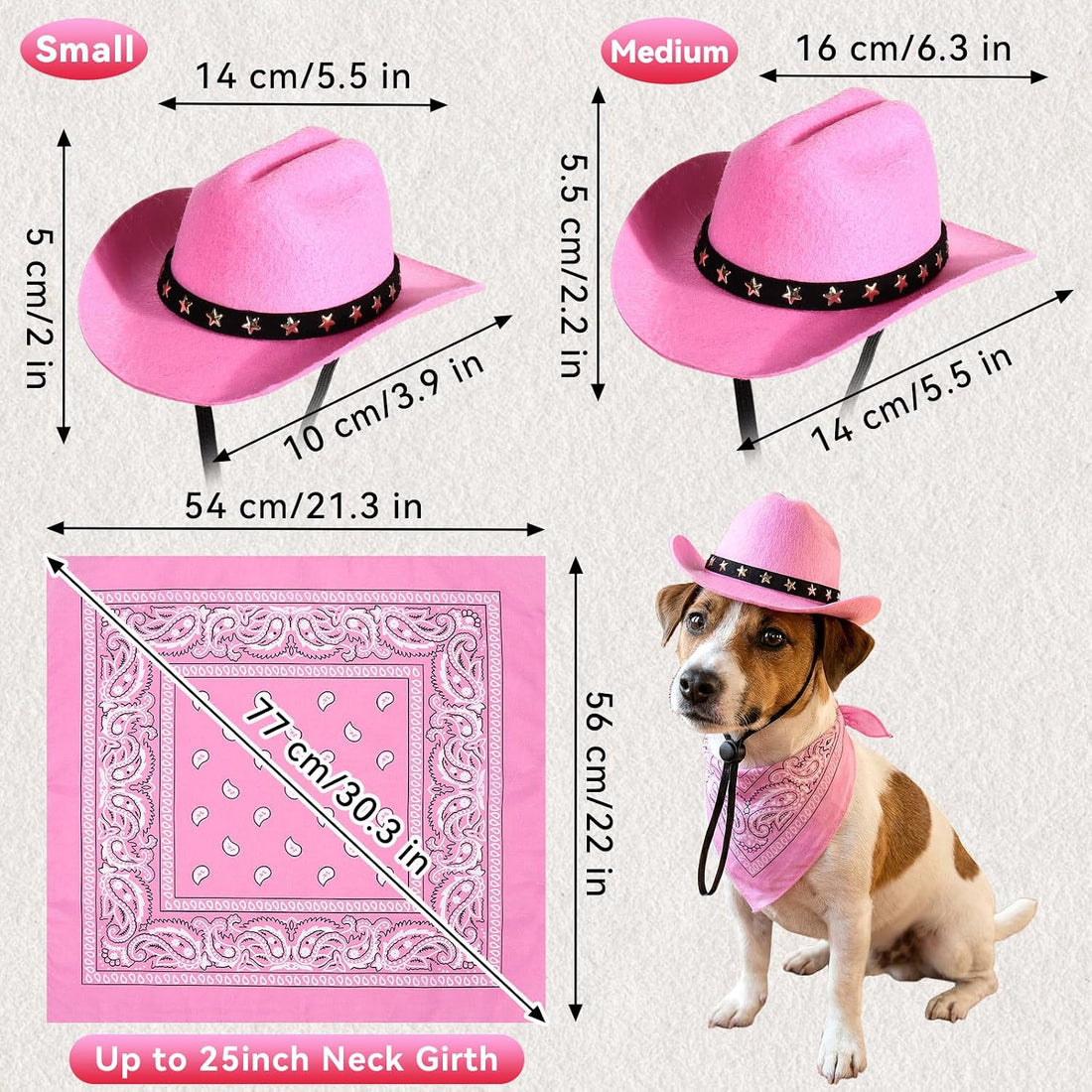 Pet Cowboy Costume, Dog Cowboy Hat with Bandana Scarf