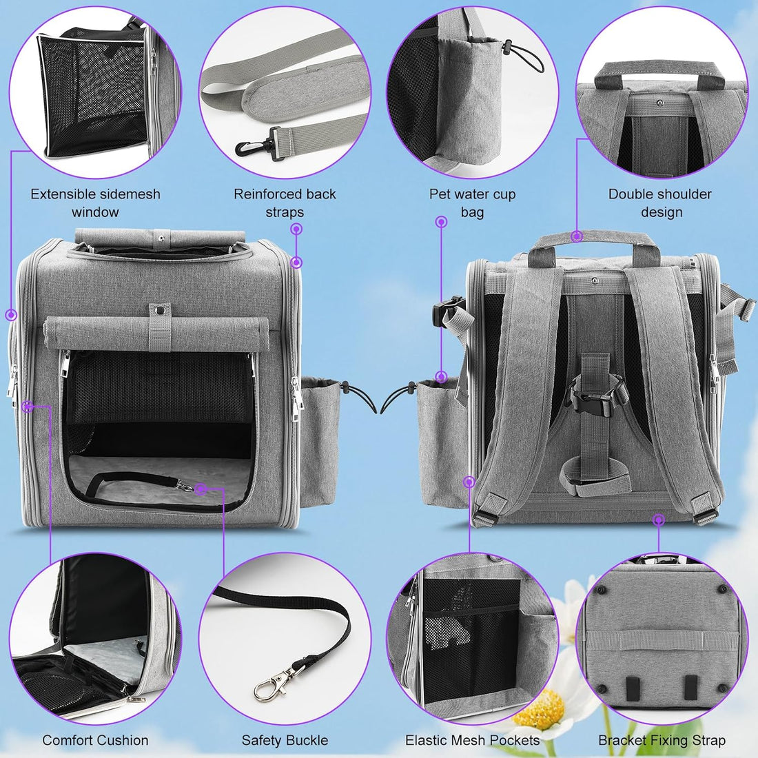 Expandable Dog Bike Basket with Secure Mounting Bracket