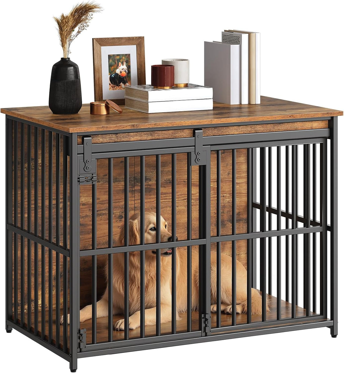 HOOBRO Dog Crate Furniture, 36.6" Heavy Duty Dog Kennel with Sliding