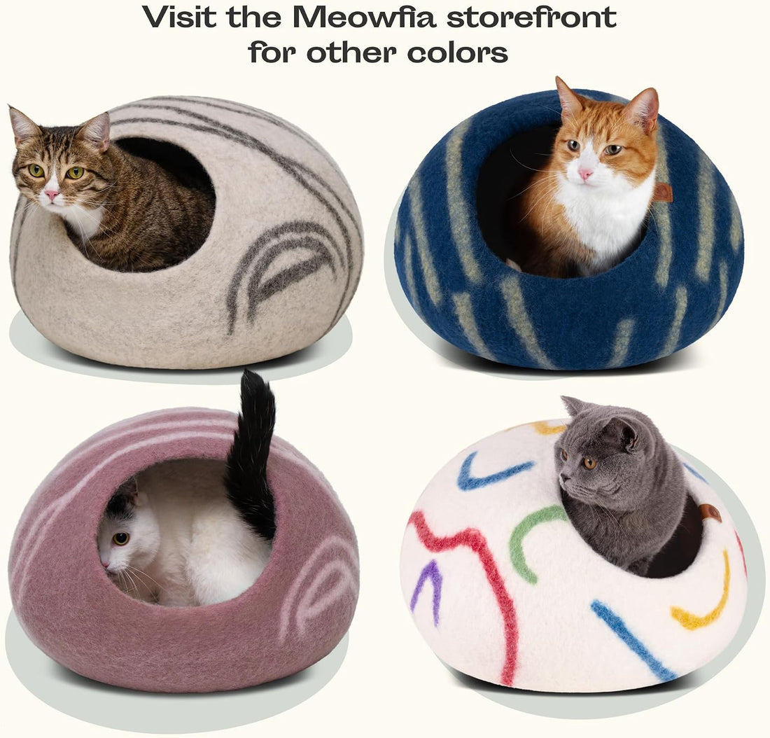 Cat Cave – Natural Wool – Self-Warming Hideaway for Indoor Cats