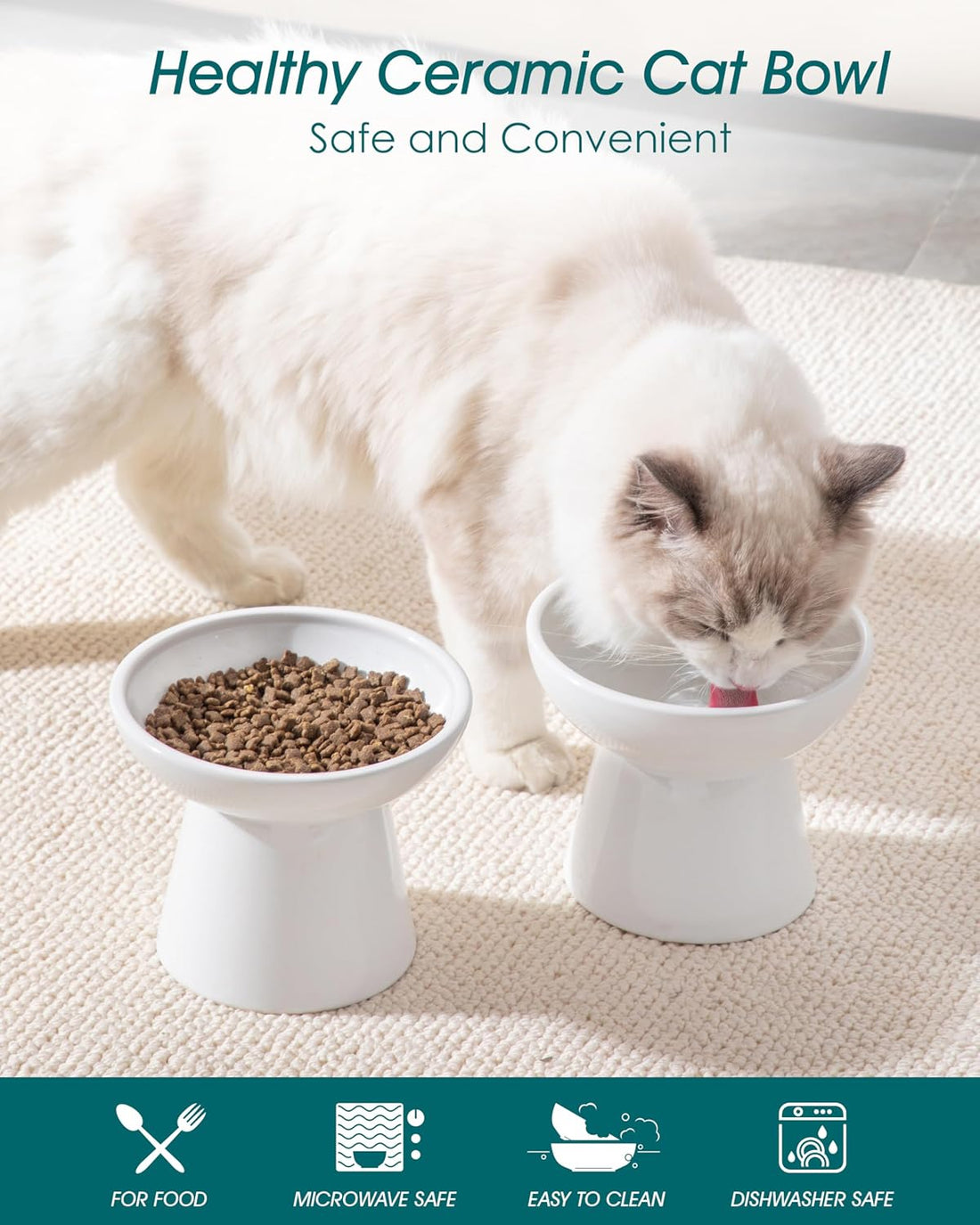vancasso Extra Wide Elevated Cat Bowls 2-Pack
